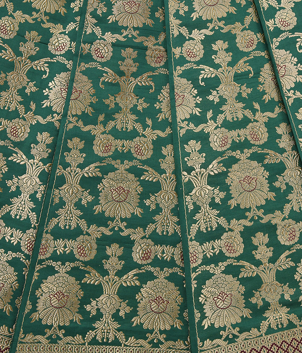 Handwoven_Green_Meenakari_Lehenga_with_Red_Border_WeaverStory_04