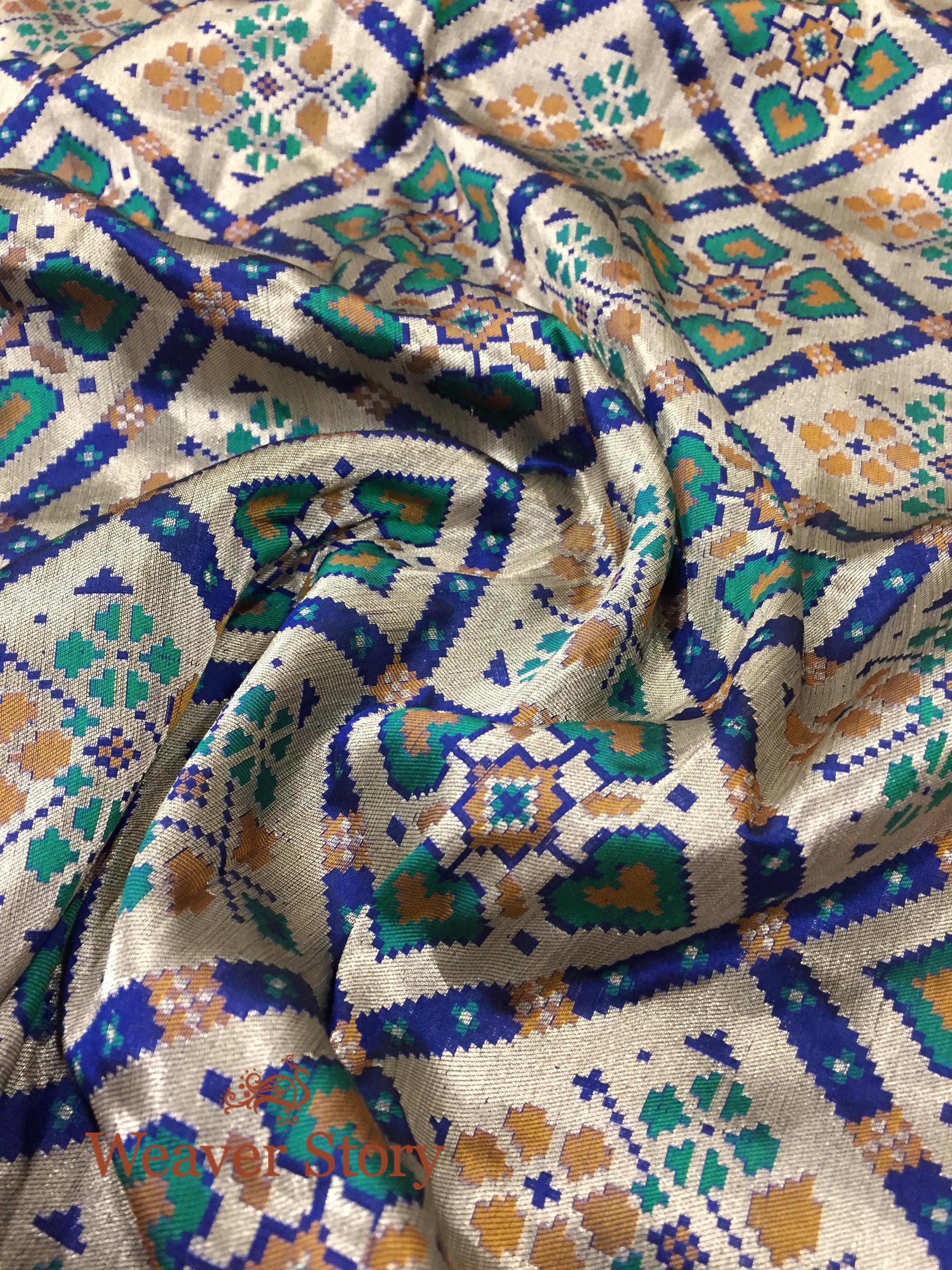 Handloom_Blue_and_Green_Banarasi_Patola_Dupatta_WeaverStory_05