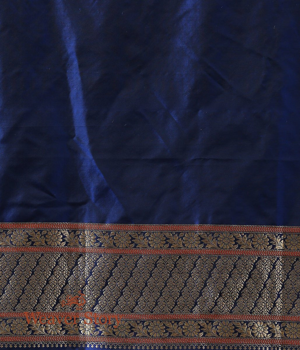 Handloom_Blue_Kadhwa_Booti_Jangla_Saree_WeaverStory_05
