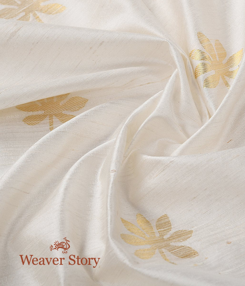 Handloom_Tusser_Silk_Kadhwa_Leaf_Booti_Fabric_WeaverStory_05