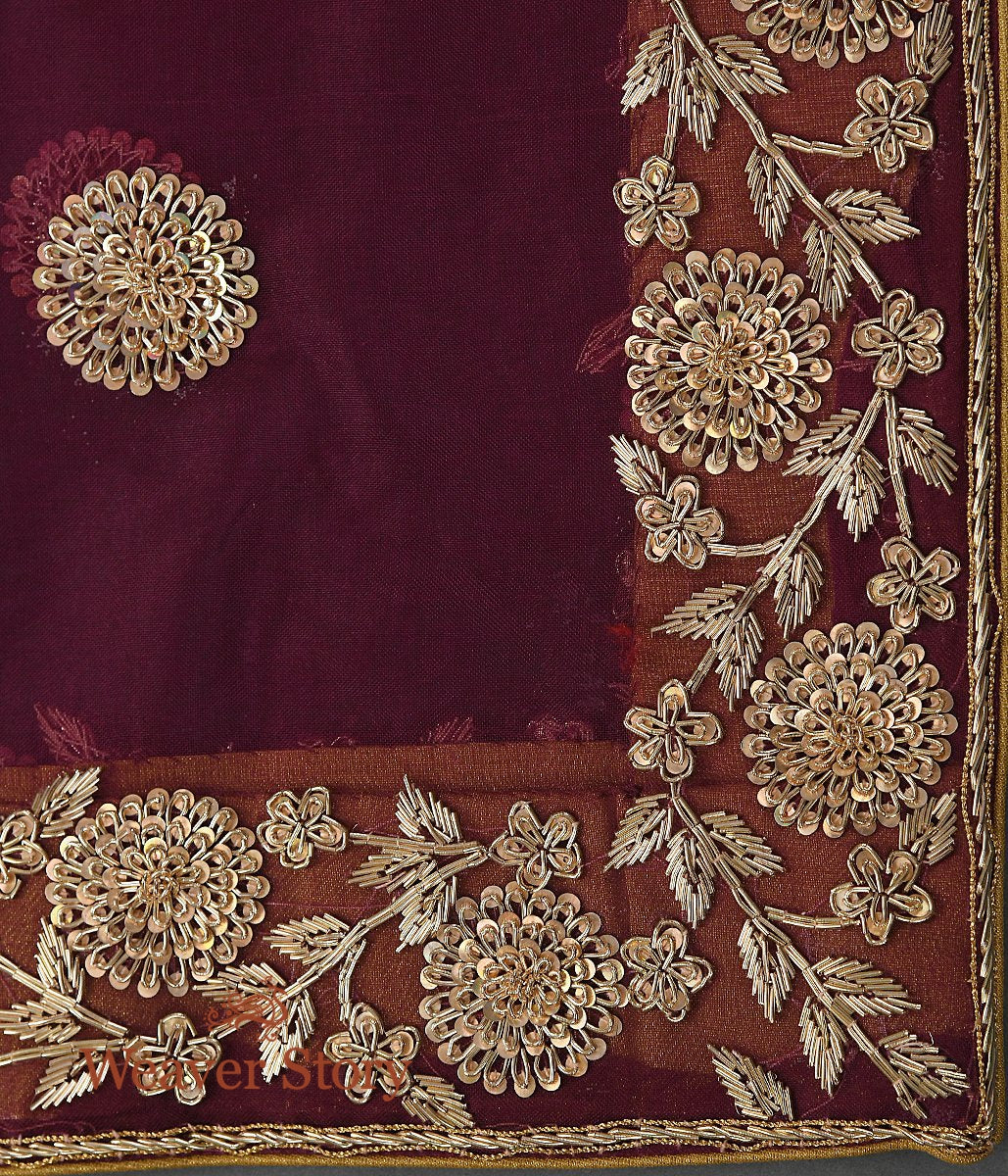 Handloom_Wine_Heavy_Border_Dupatta_with_Zardozi_Work_WeaverStory_05