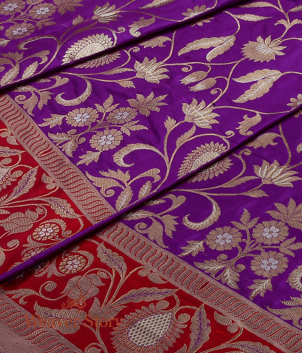 Handwoven_Purple_Banarasi_Lehenga_with_Red_Border_WeaverStory_10