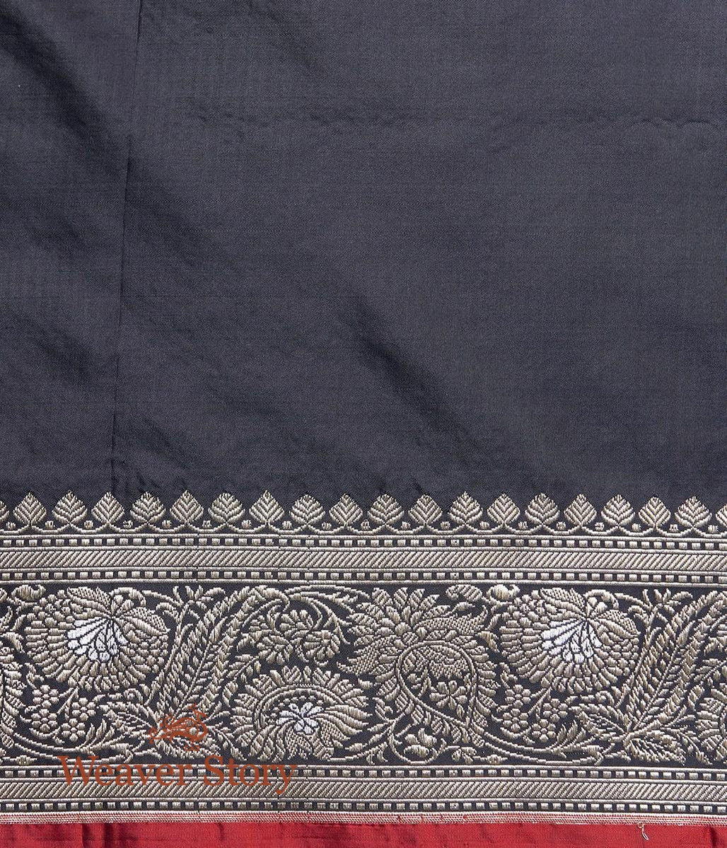Handwoven_Black_Banarasi_Jangla_Saree_with_Red_Selvedge_WeaverStory_05