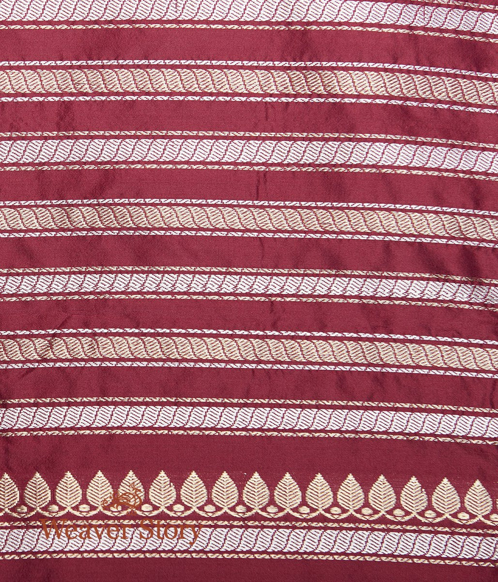 Handwoven_Green_Tusser_Saree_with_Wine_Kadhwa_Border_WeaverStory_05