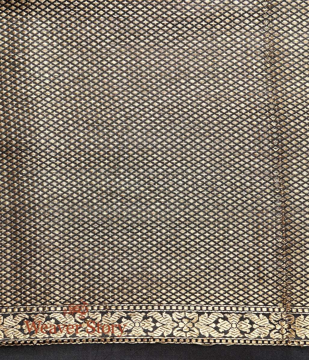 Handwoven_Black_and_Beige_Banarasi_Saree_with_Checks_WeaverStory_05