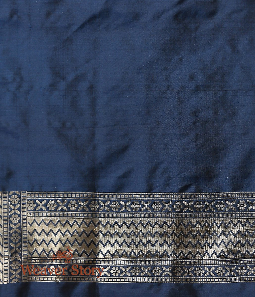 Handwoven_Blue_Banarasi_Jangla_Saree_with_all_over_Floral_Jaal_WeaverStory_05