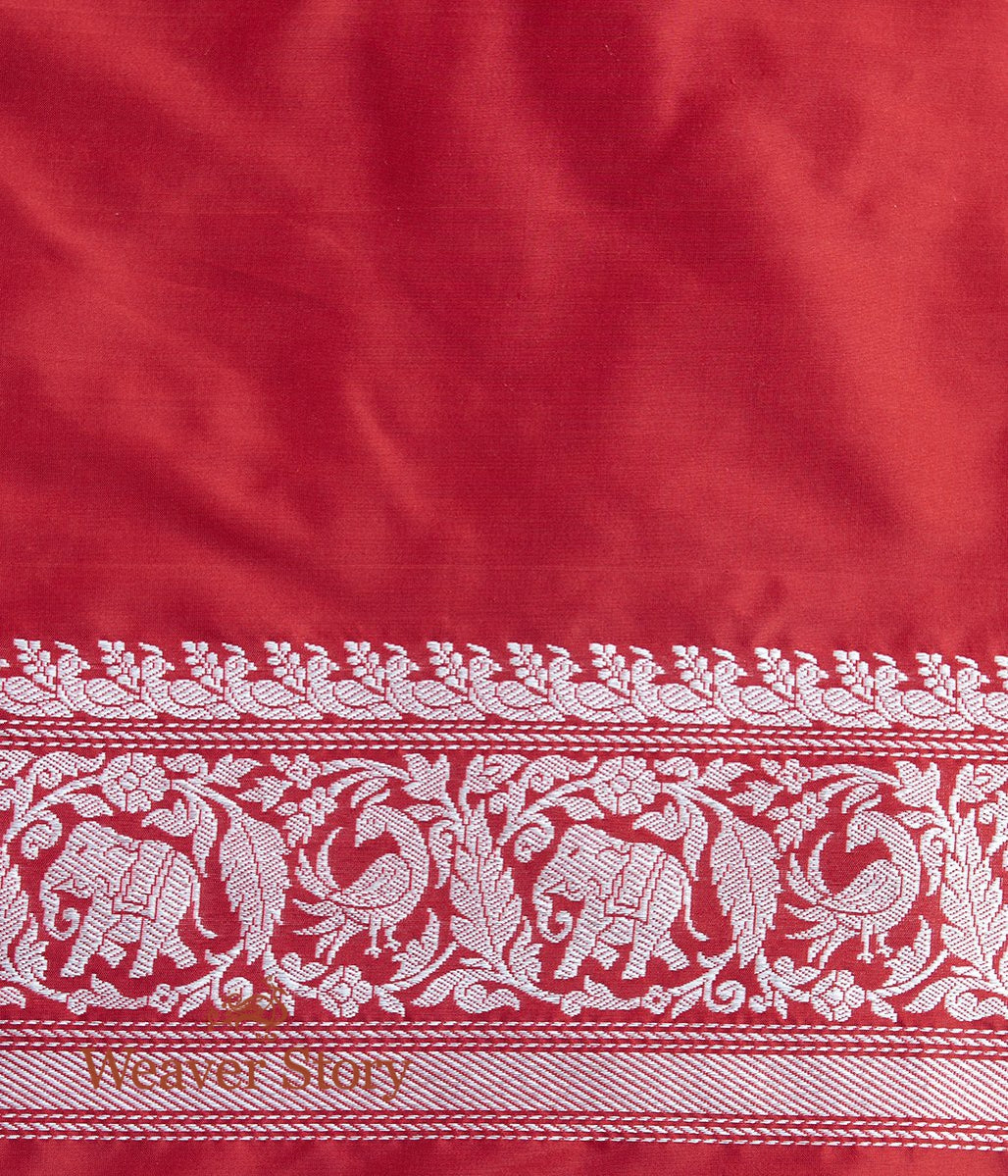Handwoven_Red_Kadhwa_Shikargah_Saree_with_Silver_Zari_Border_WeaverStory_05