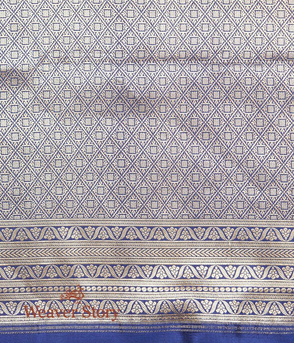 Handwoven_Blue_Banarasi_Saree_with_Diagonal_Meenakari_Bel_WeaverStory_05