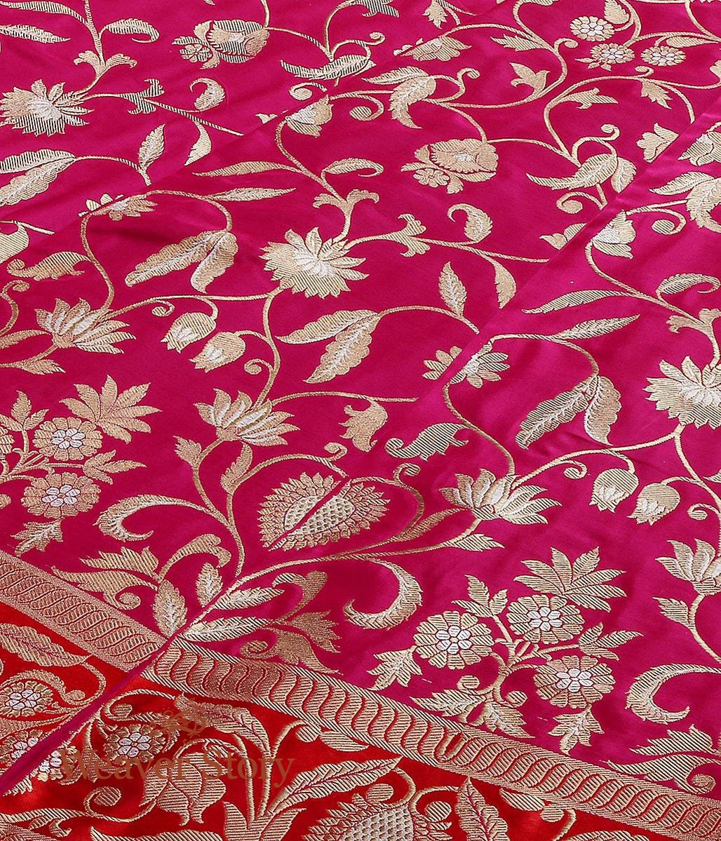 Handloom_Magenta_Kadhwa_Banarasi_Lehenga_with_Red_Border_WeaverStory_05