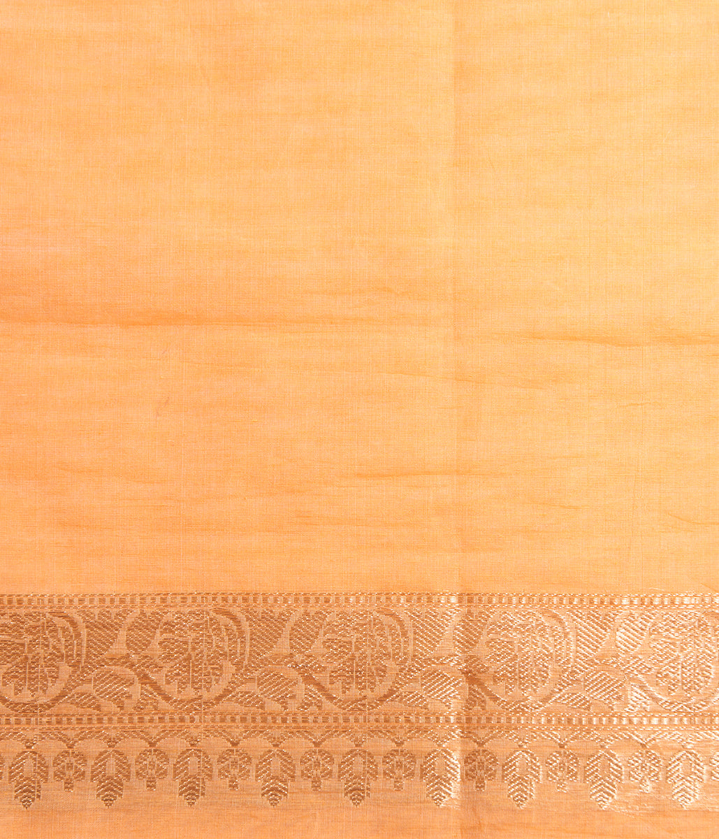 Handloom_Peach_Kora_Cotton_Saree_with_Kadhwa_Booti_WeaverStory_05