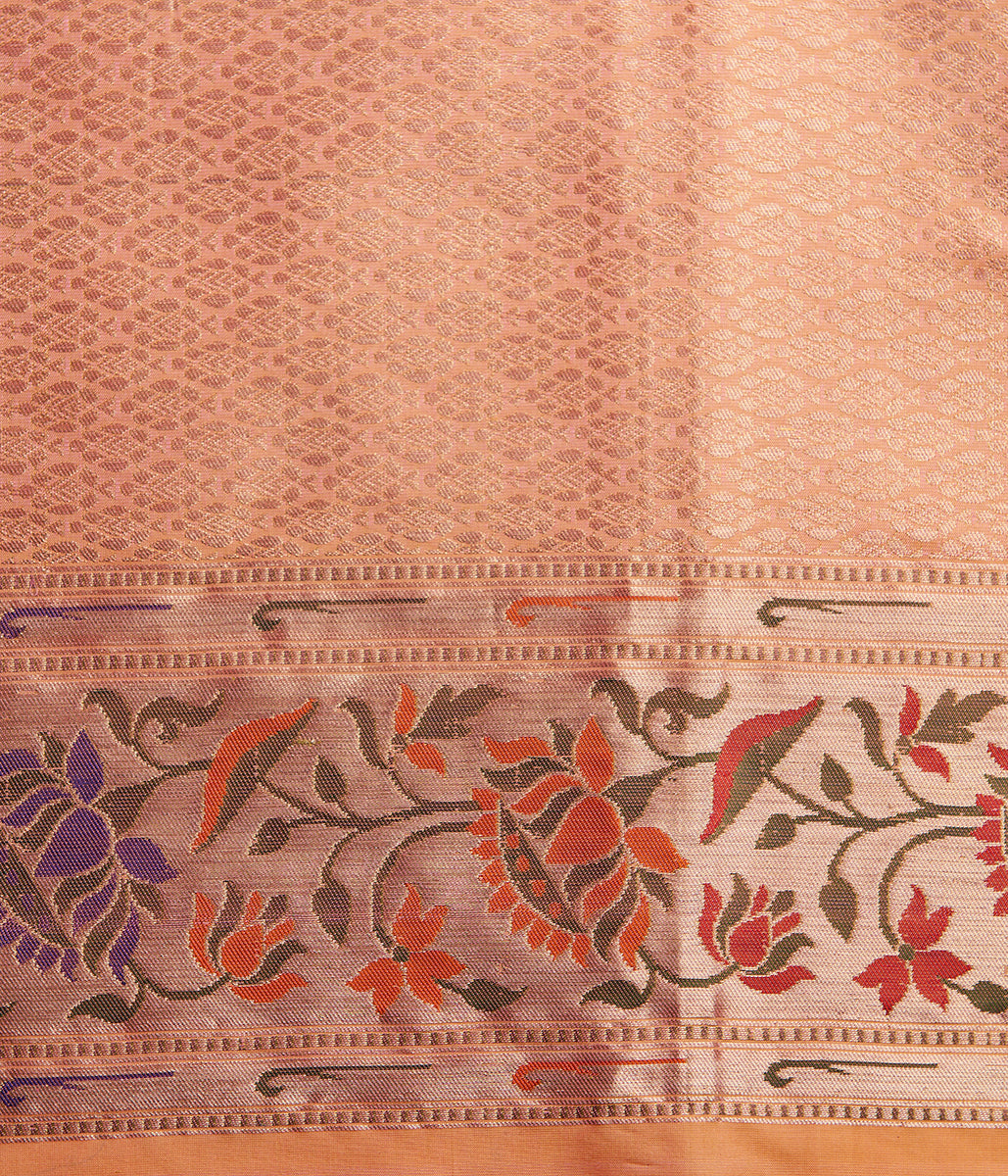 Handwoven_Light_Peach_Dampaj_Saree_with_Paithani_Border_WeaverStory_05