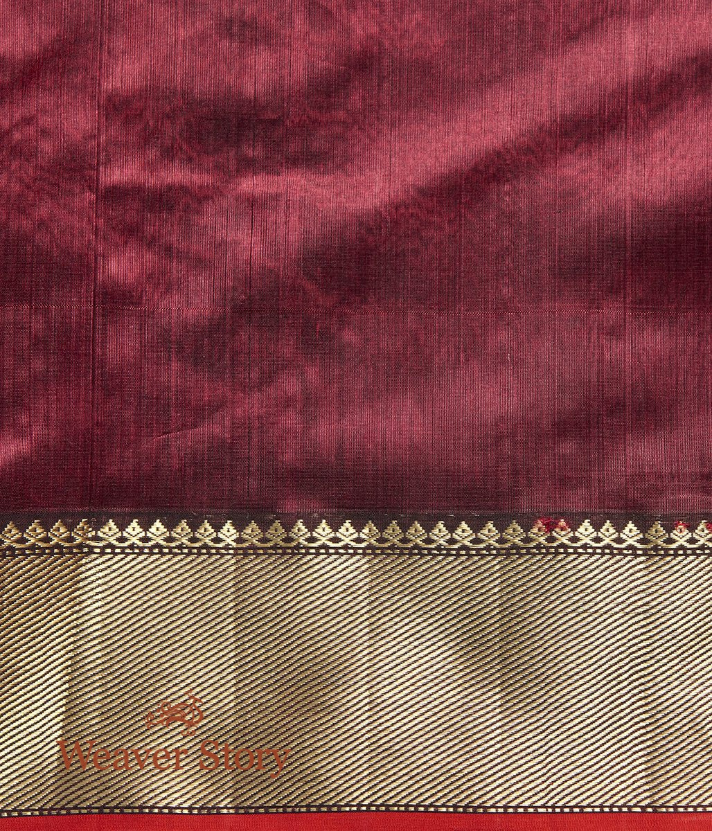 Handwoven_Maroon_Plain_Silk_Cotton_Saree_with_Solid_Zari_Border_WeaverStory_05