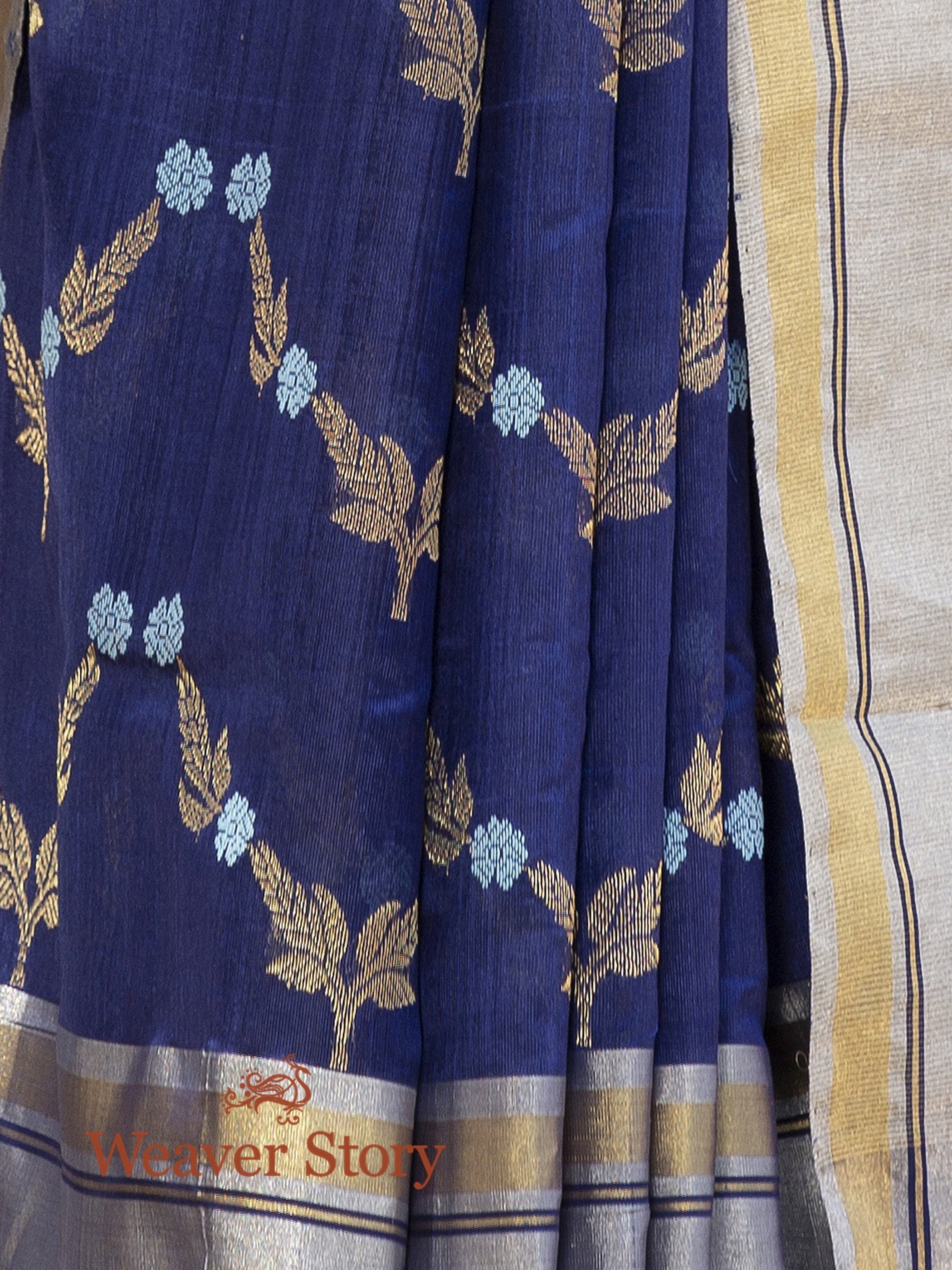 Handwoven_Blue_Chanderi_Silk_Saree_with_Meenakari_Jaal_WeaverStory_04