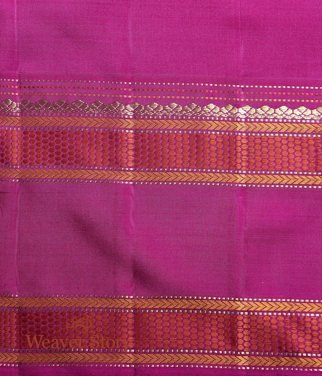 Handwoven_Mustard_Kanjivaram_Saree_with_Majenta_Border_WeaverStory_05