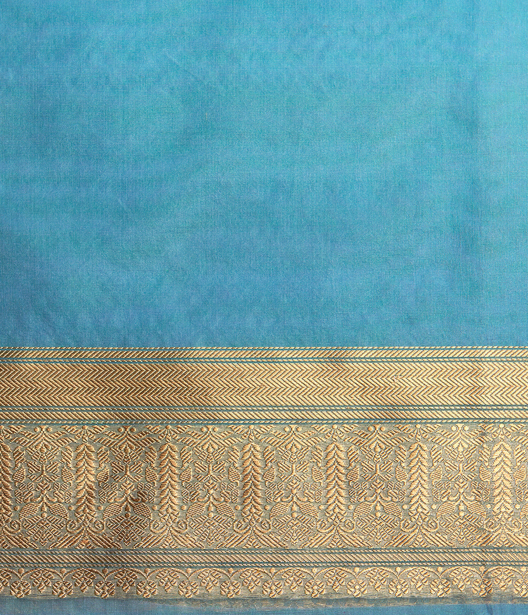 Handwoven_Sea_Green_Kora_Saree_With_Lavender_Border_WeaverStory_05