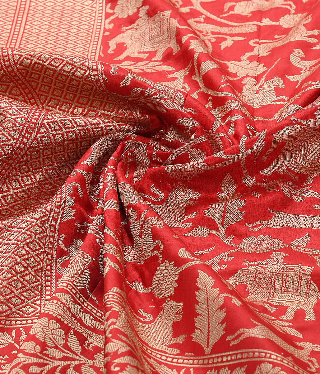 Handloom_Red_Banarasi_Shikargah_Dupatta_WeaverStory_05