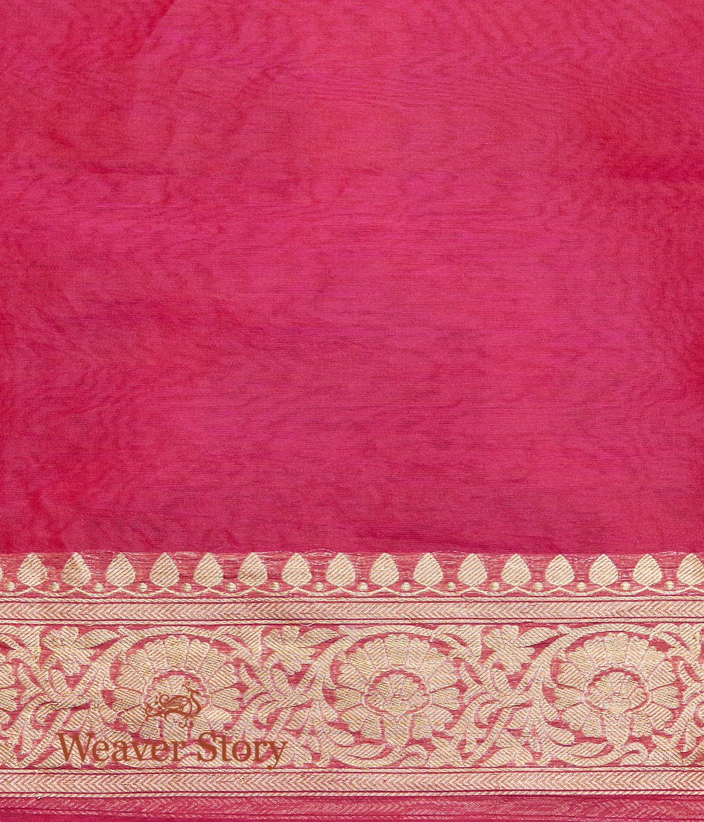 Handwoven_Rani_Pink_Kora_Silk_Banarasi_Saree_WeaverStory_05