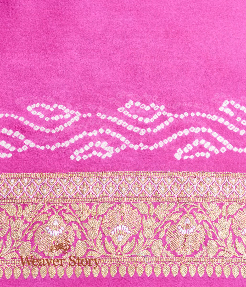 Handloom_Pink_Banarasi_Bandhej_Saree_WeaverStory_05
