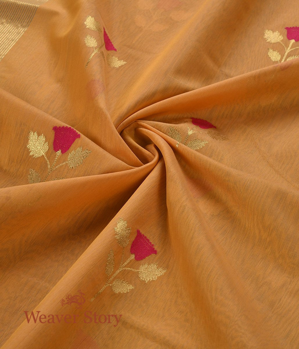 Handloom_Cotton_Silk_Chanderi_Dupatta_with_Rose_Flower_Motif_WeaverStory_05