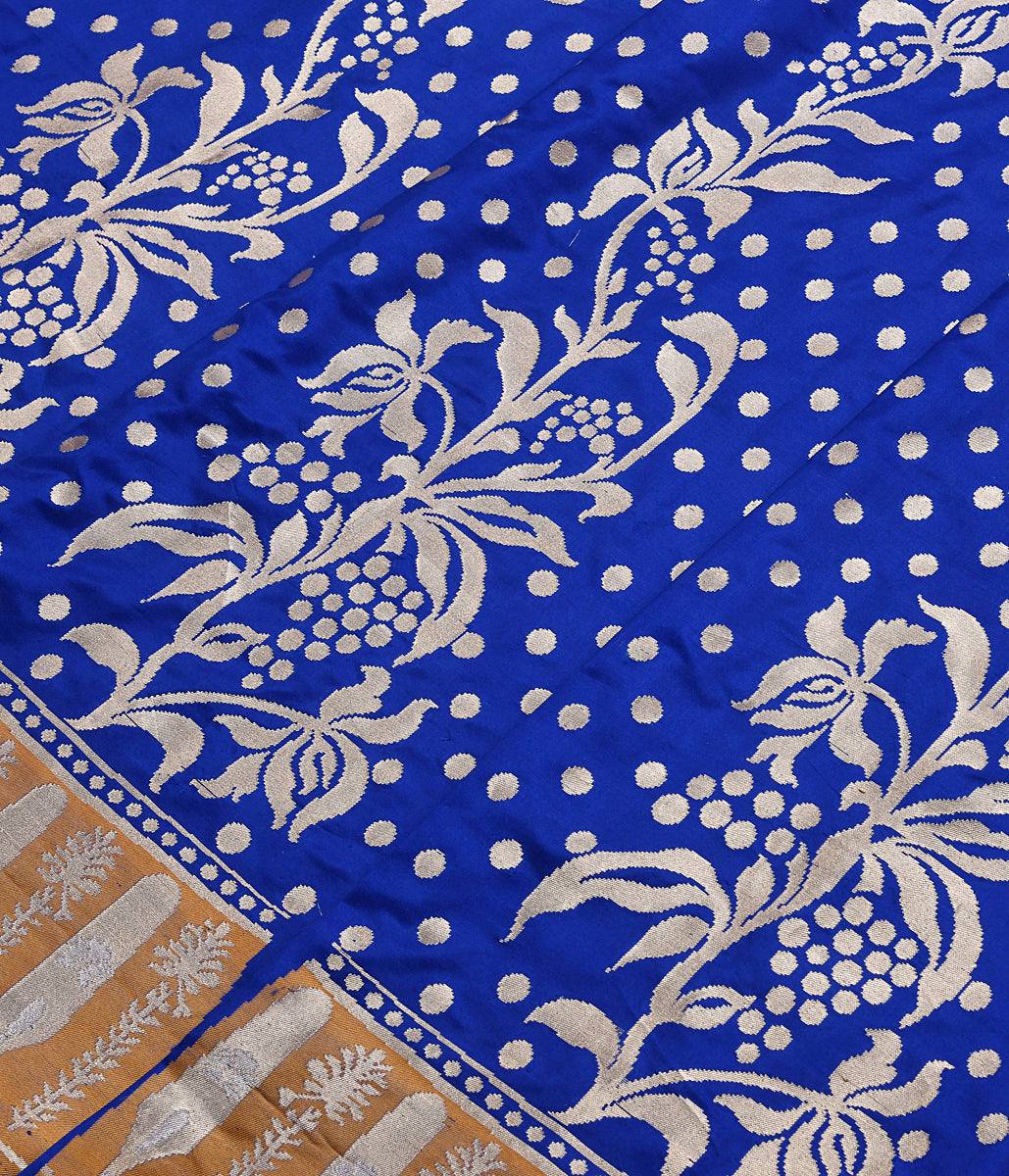 Handloom_Blue_Kadhwa_Banarasi_Lehenga_with_Gold_and_Silver_Zari_WeaverStory_03