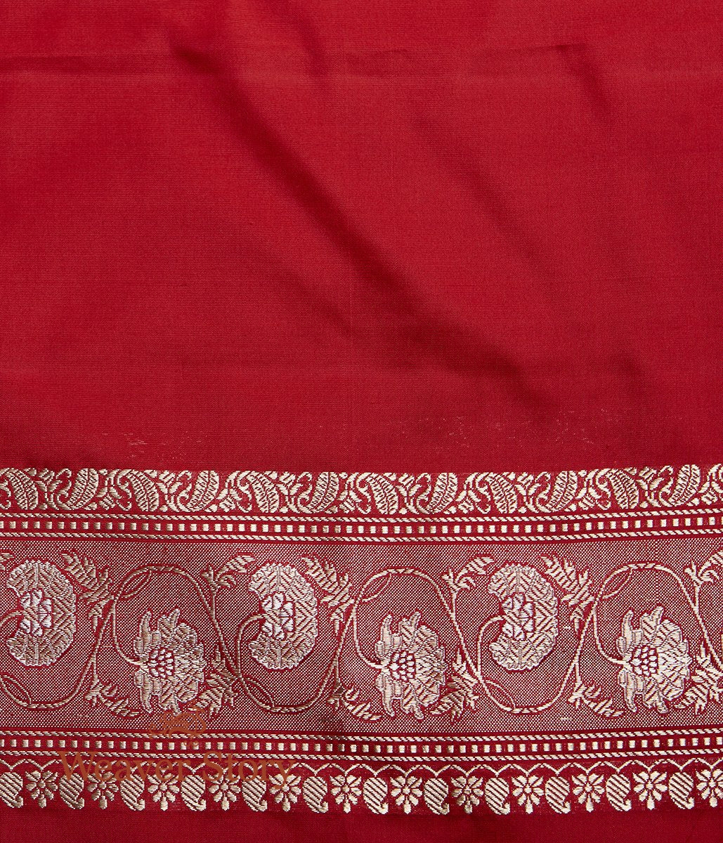 Handloom_Red_Kadhwa_Jangla_Saree_with_Floral_Paisleys_WeaverStory_05