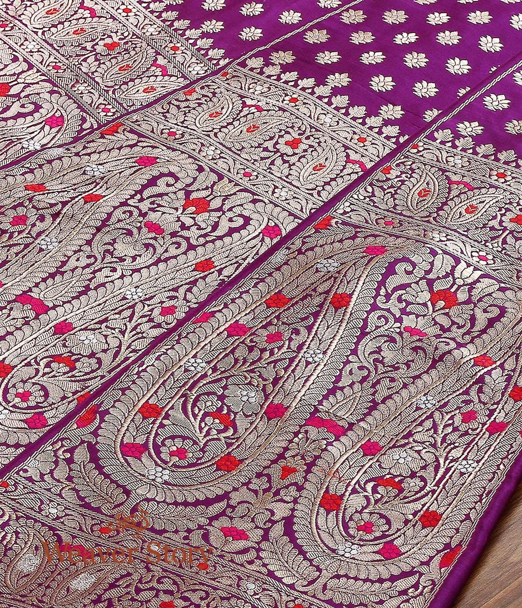 Handloom_Purple_Silk_Banarasi_Meenakari_Lehenga_with_Borders_WeaverStory_05