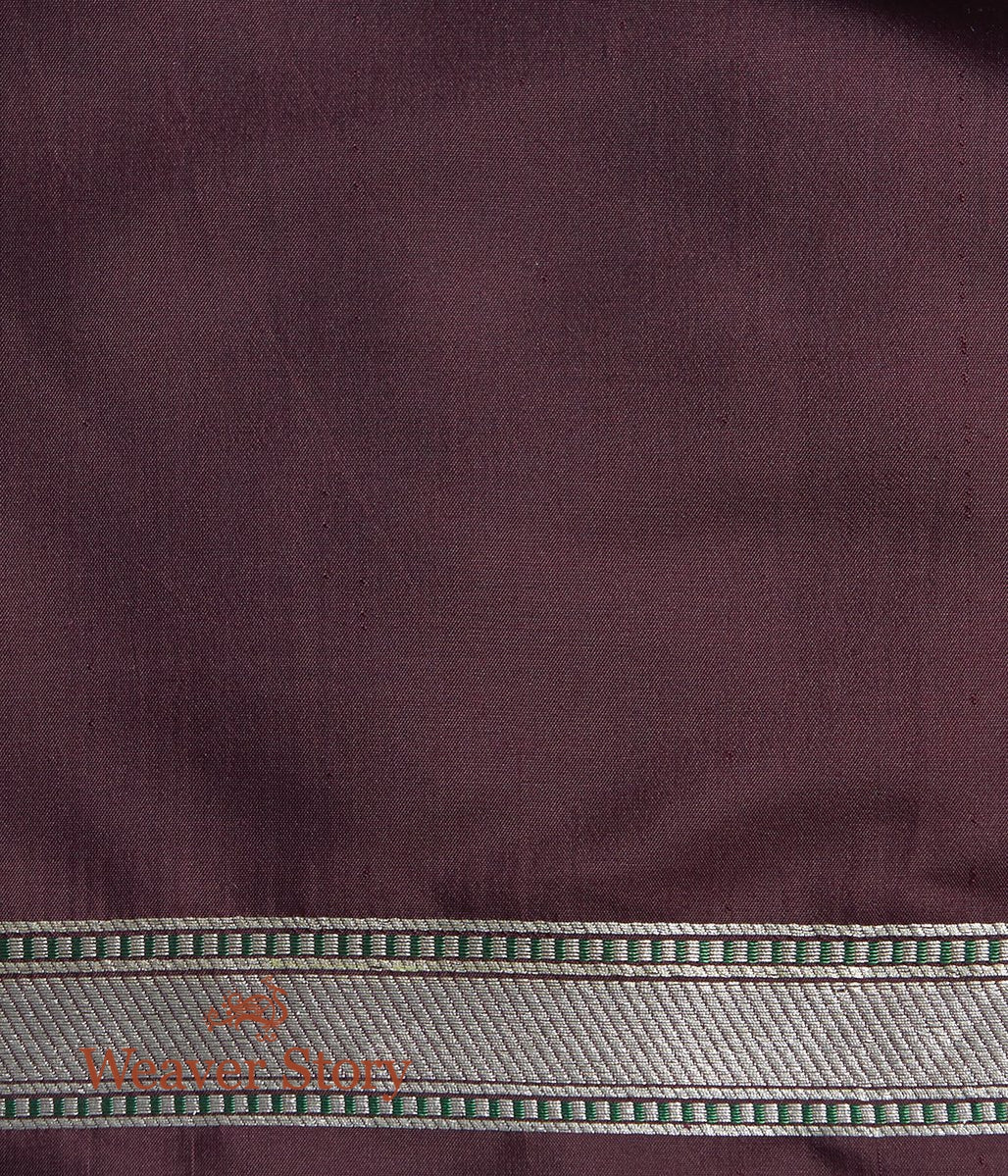 Handwoven_Wine_Kimkhab_Saree_with_Green_Meenakari_WeaverStory_05