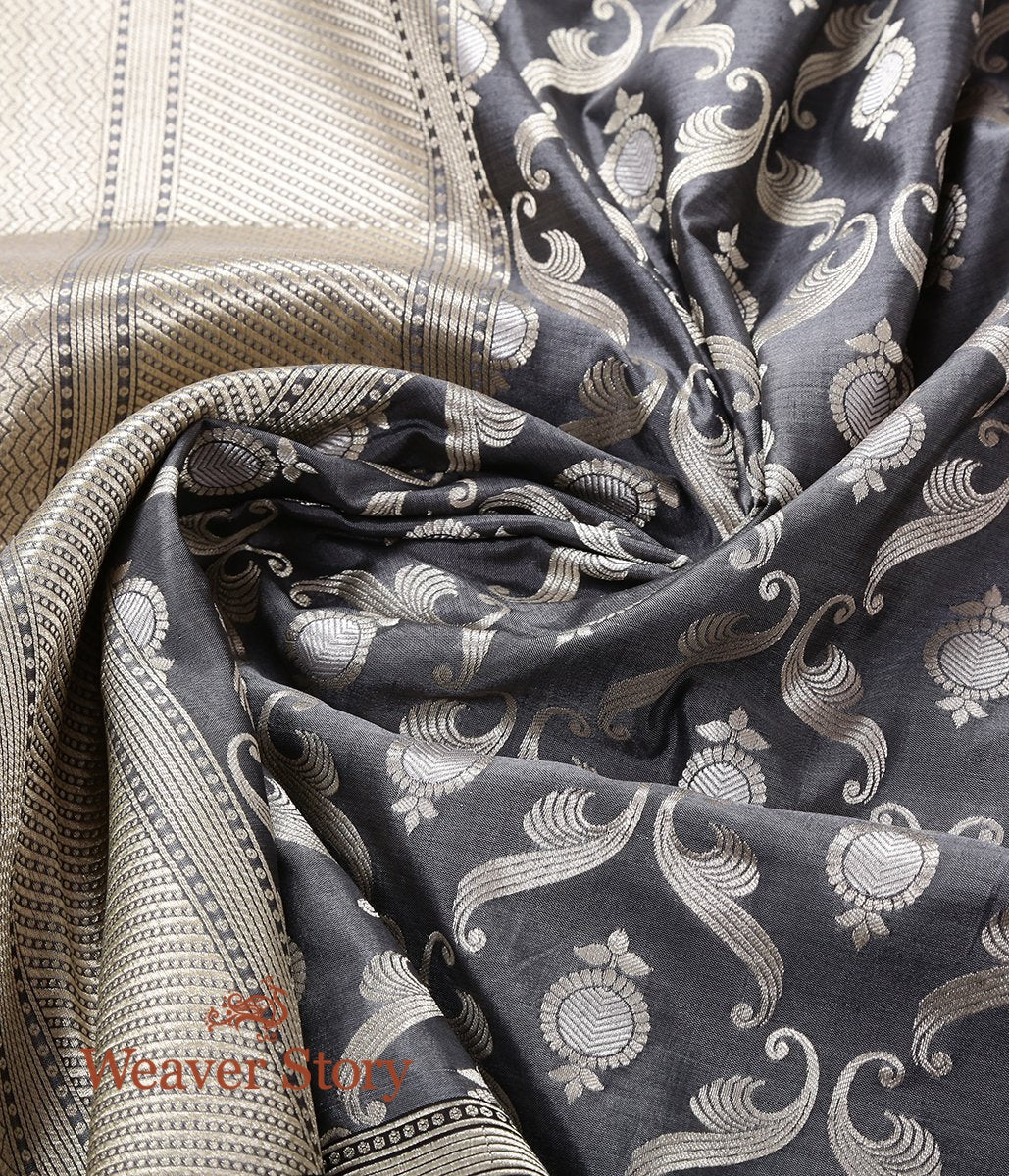 Handloom_Grey_Katan_Silk_Cutwork_Meenakari_Jangla_Dupatta_WeaverStory_05