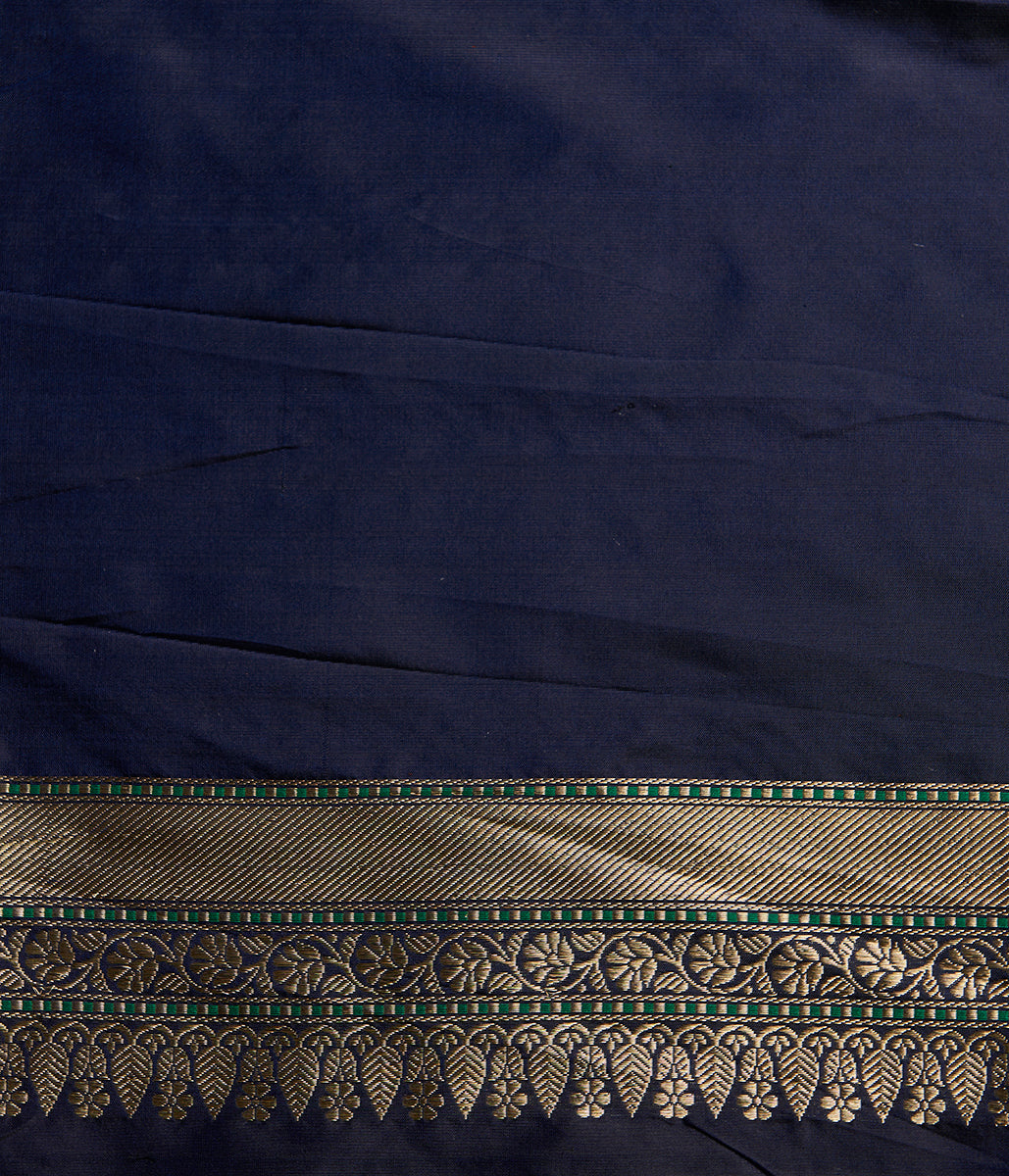 Handwoven_Blue_Floral_Kimkhab_Saree_with_Rust_Selvedge_WeaverStory_05