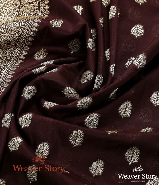 Handwoven_Coke_Brown_Banarasi_Dupatta_with_Bootis_WeaverStory_05