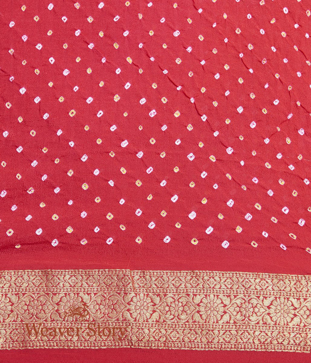 Handloom_Pink_and_Red_Ombre_Dyed_Banarasi_Bandhej_Saree_WeaverStory_05