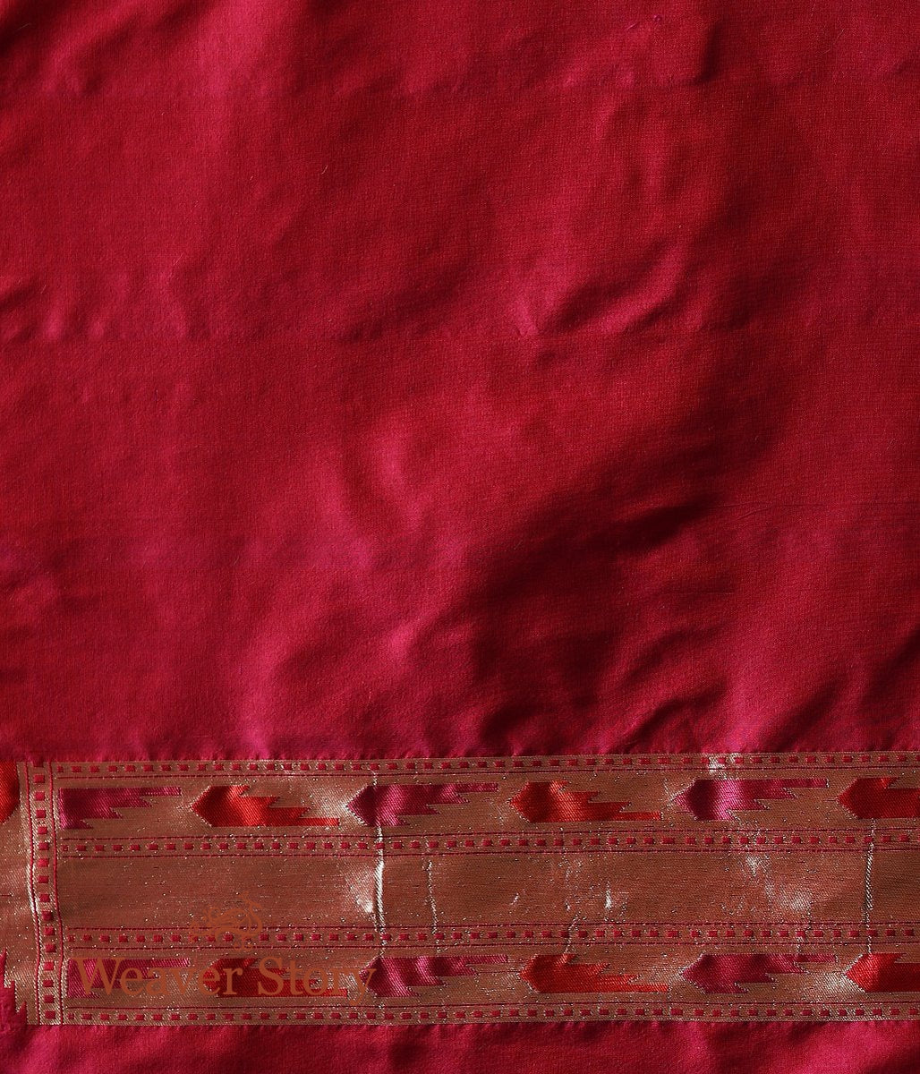 Handwoven_Red_Banarasi_Paithani_Saree_with_Meenakari_WeaverStory_04