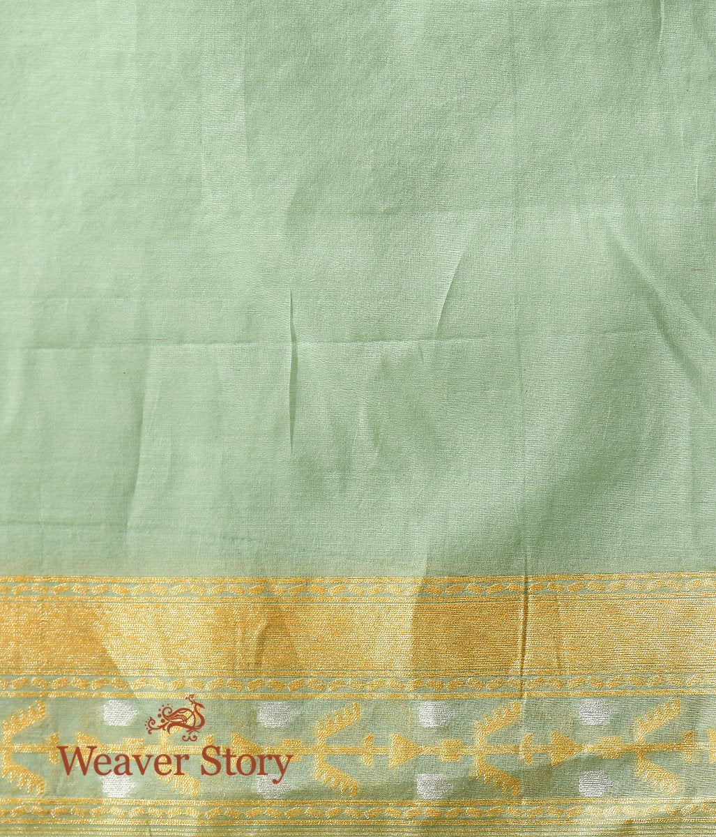 Handloom_Light_Green_Banarasi_Cotton_Saree_with_Gold_and_Silver_Zari_Jaal_WeaverStory_05