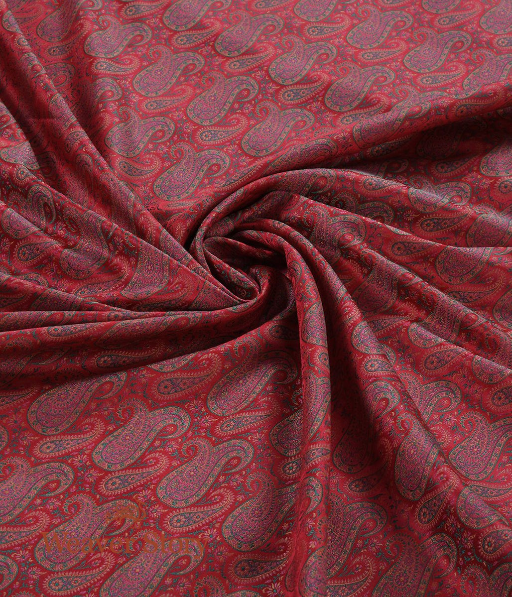 Handloom_Pink_Jamawar_Fabric_with_Paisleys_WeaverStory_05