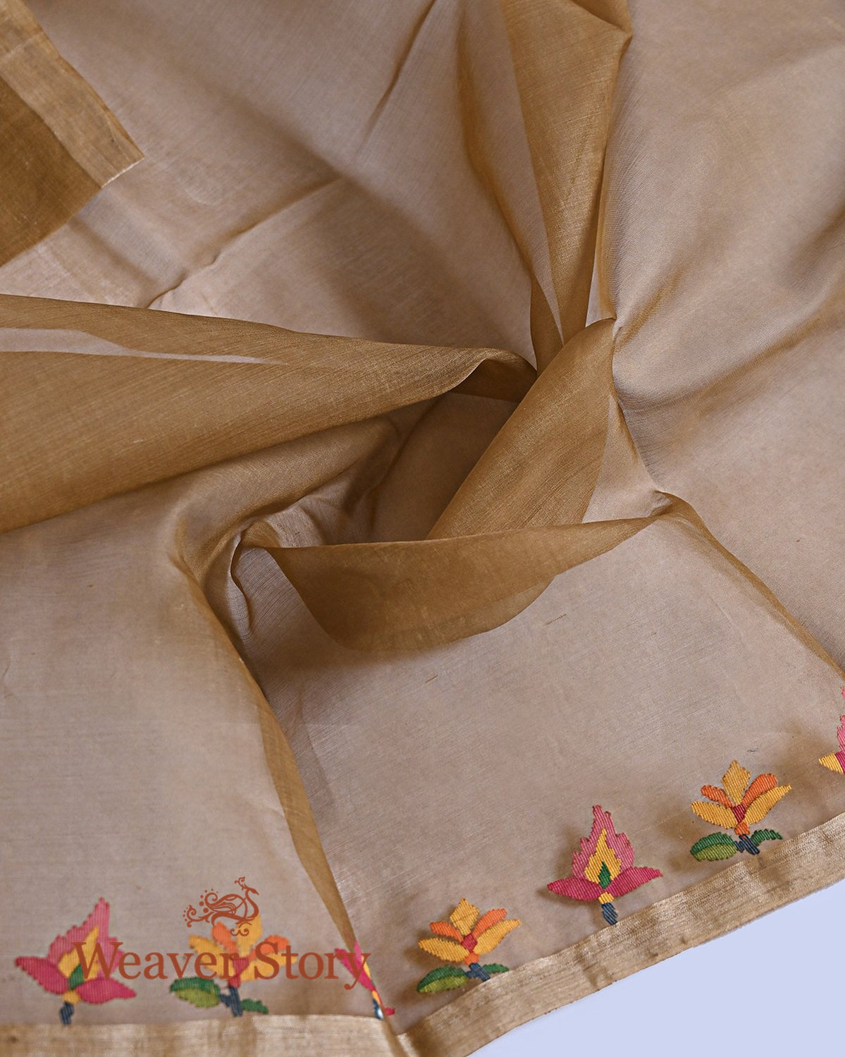 Handwoven_Olive_Silk_Muslin_Jamdani_Saree_WeaverStory_05