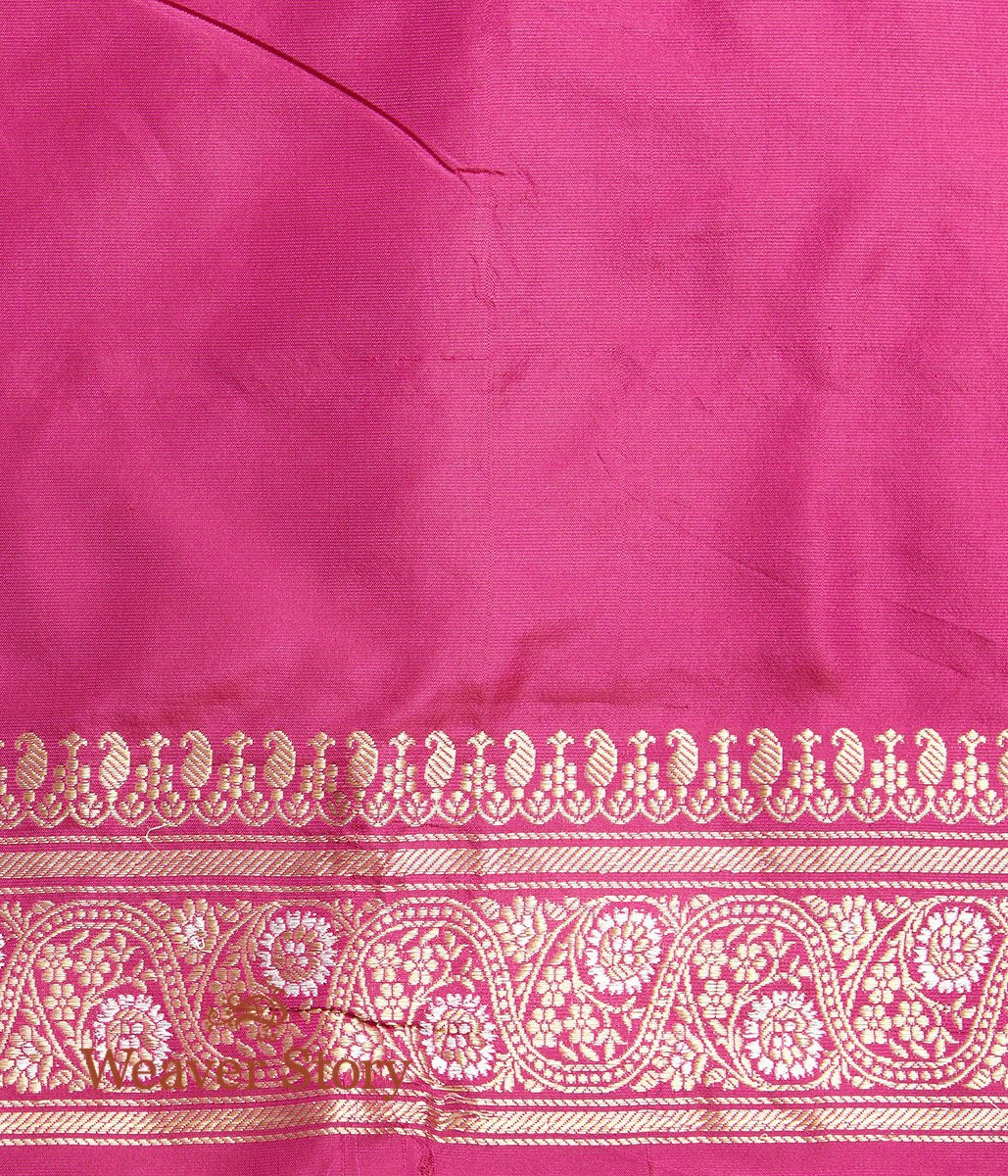 Handloom_Hot_Pink_Real_Zari_Sona_Rupa_Kadhwa_Jangla_Saree_with_Small_Paisley_WeaverStory_05