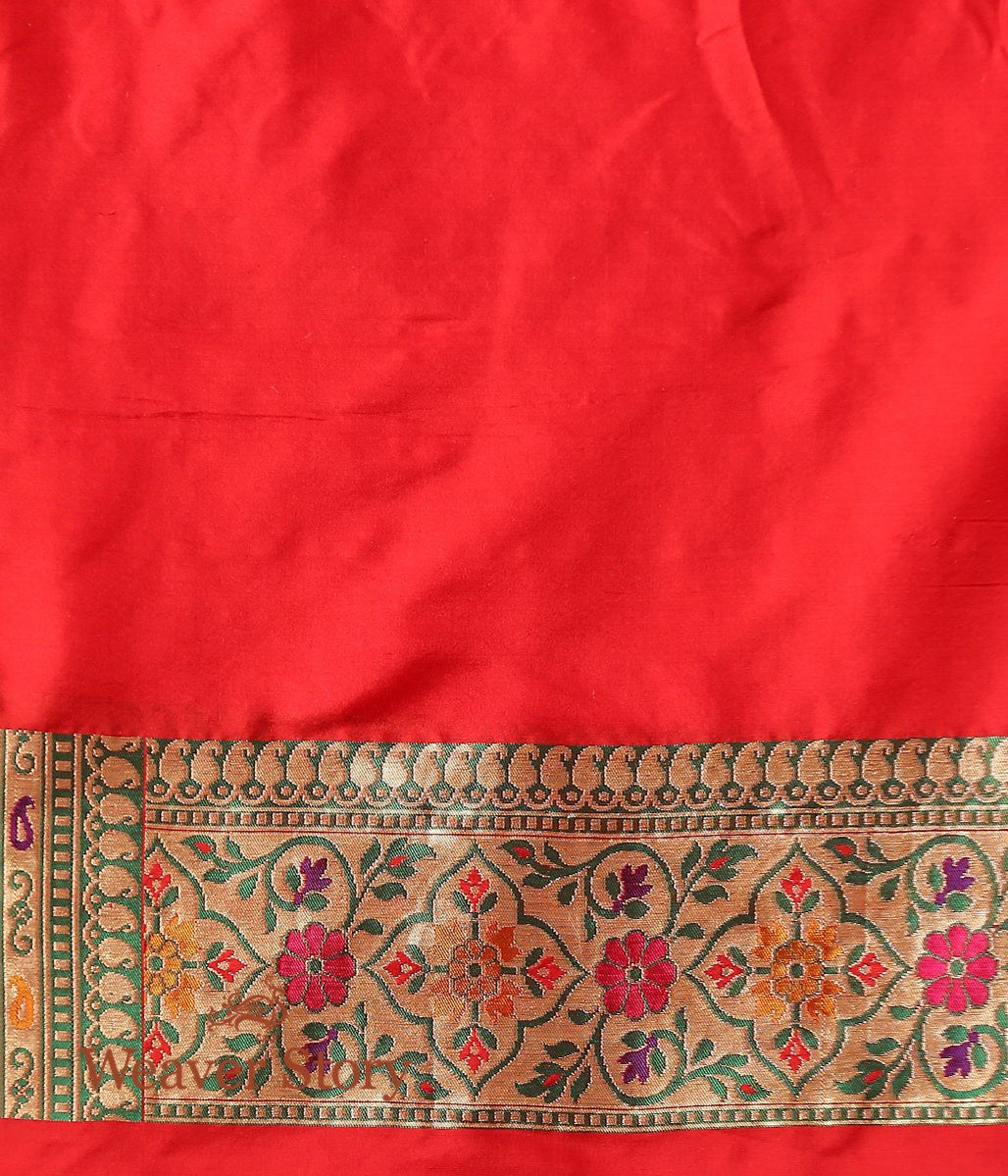 Handwoven_Red_Meenakari_Patola_Saree_with_Paithani_Inspired_Border_WeaverStory_05