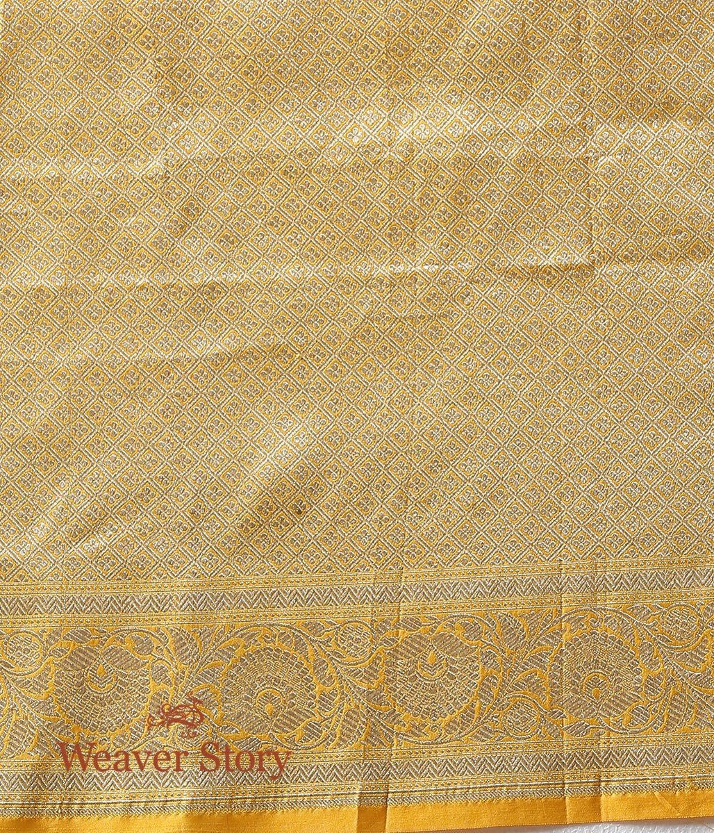Handwoven_Yellow_Cutwork_Booti_Saree_WeaverStory_05