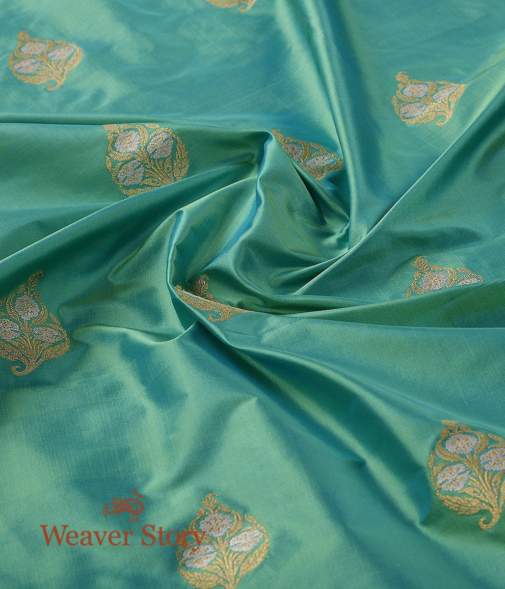 Handloom_Light_Green_Kadhwa_Booti_Fabric_WeaverStory_05