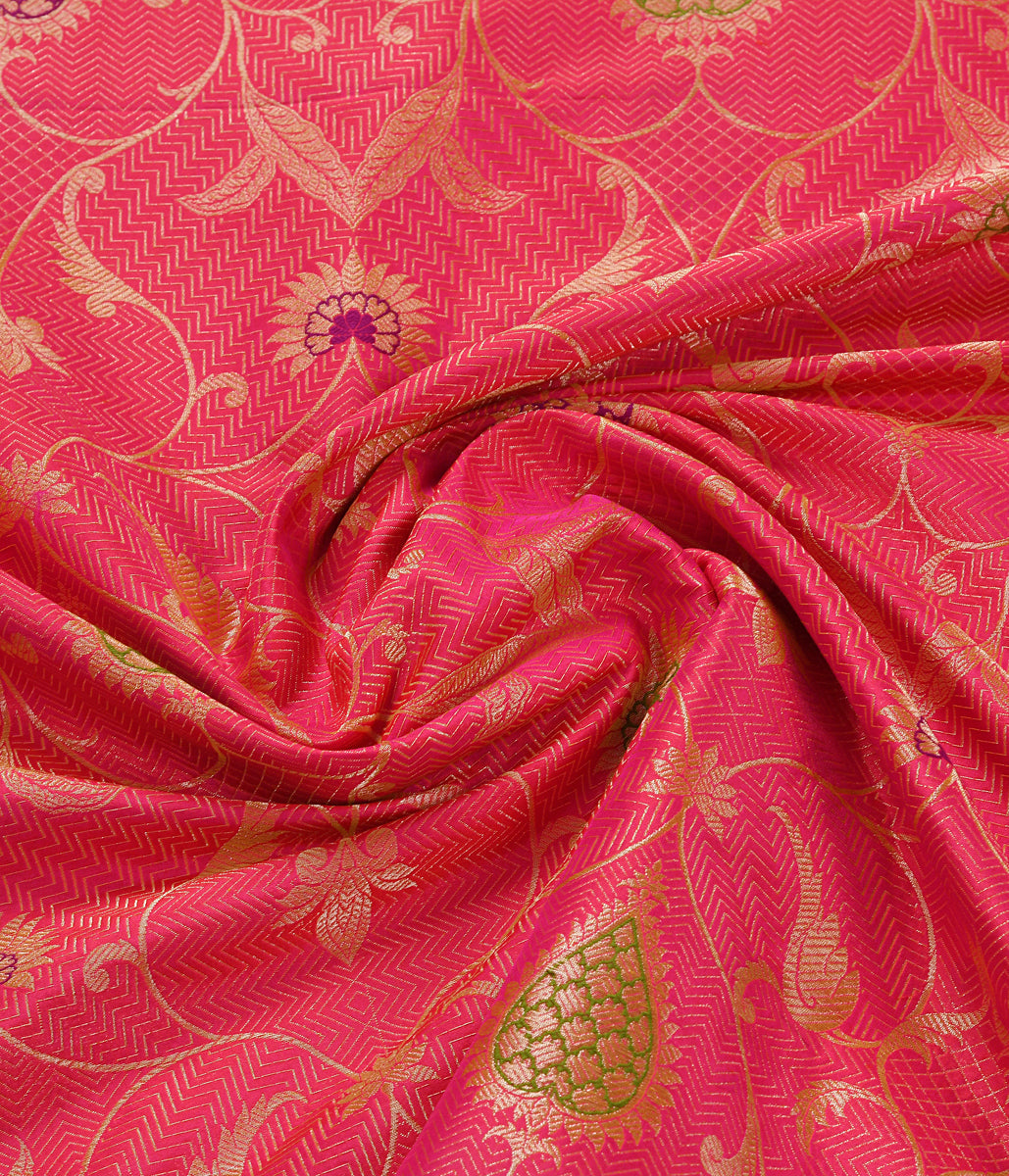 Handloom_Pink_Kimkhab_Fabric_with_Kadhwa_Meenakari_Jaal_WeaverStory_05