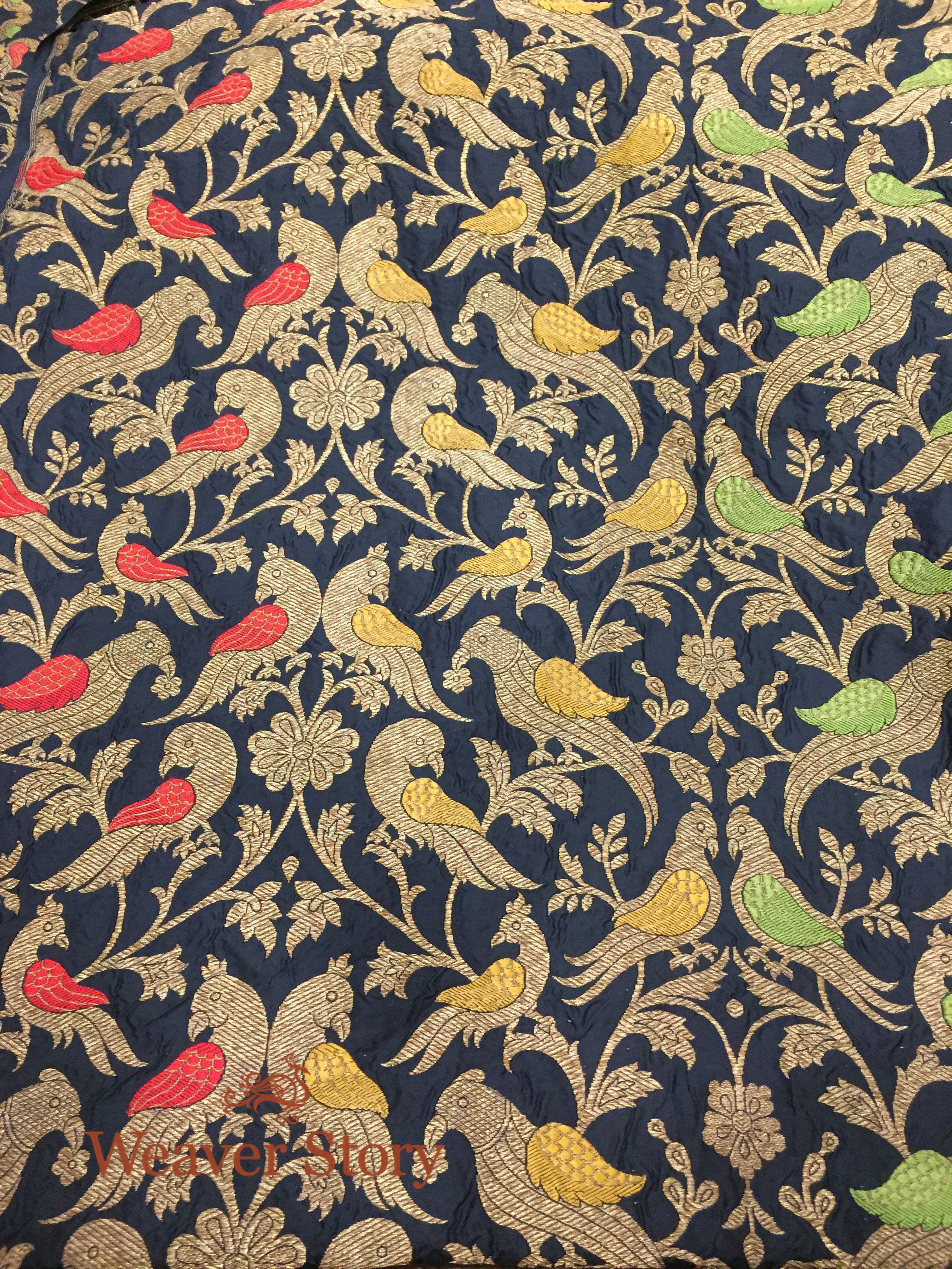 Handloom_Black_Kadhwa_Banarasi_Lehenga_with_Birds_WeaverStory_06