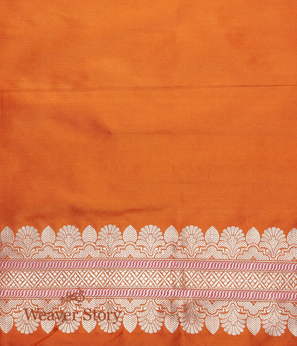 Handwoven_Orange_Kadhwa_Boota_Saree_with_Small_Border_WeaverStory_05