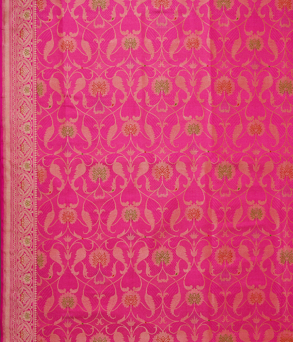 Handloom_Pink_Kimkhab_Fabric_with_Kadhwa_Meenakari_Jaal_and_Meenakari_Border_WeaverStory_05