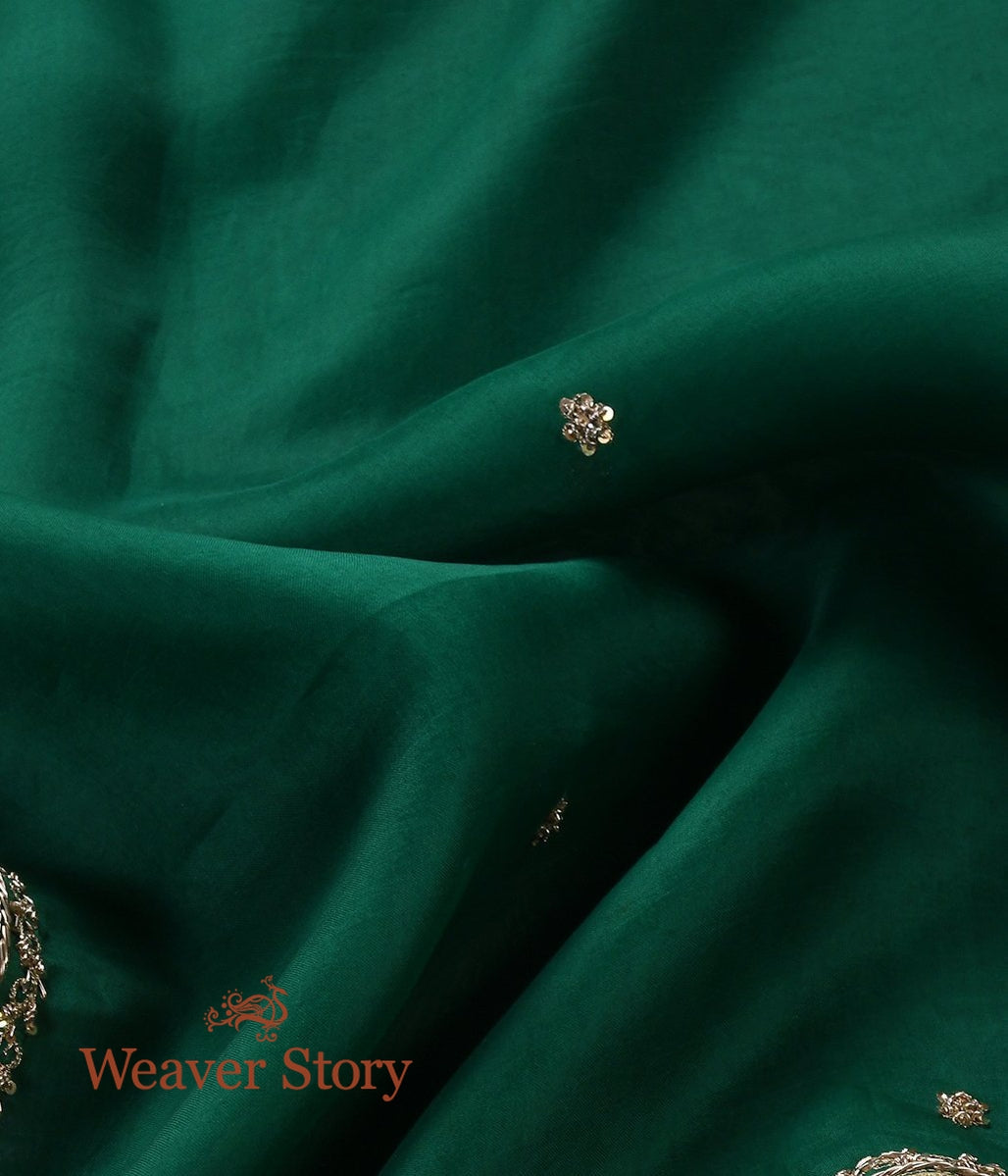 Bottle_Green_Zardozi_Dupatta_with_Thin_Border_WeaverStory_05