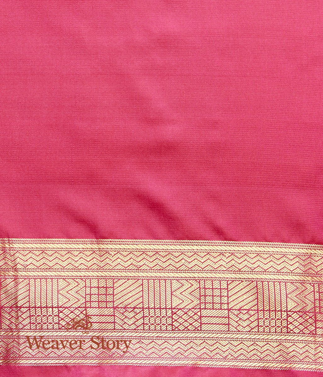 Handwoven_Majenta_Self_Weave_Tanchoi_Saree_with_Chevron_Border_WeaverStory_05