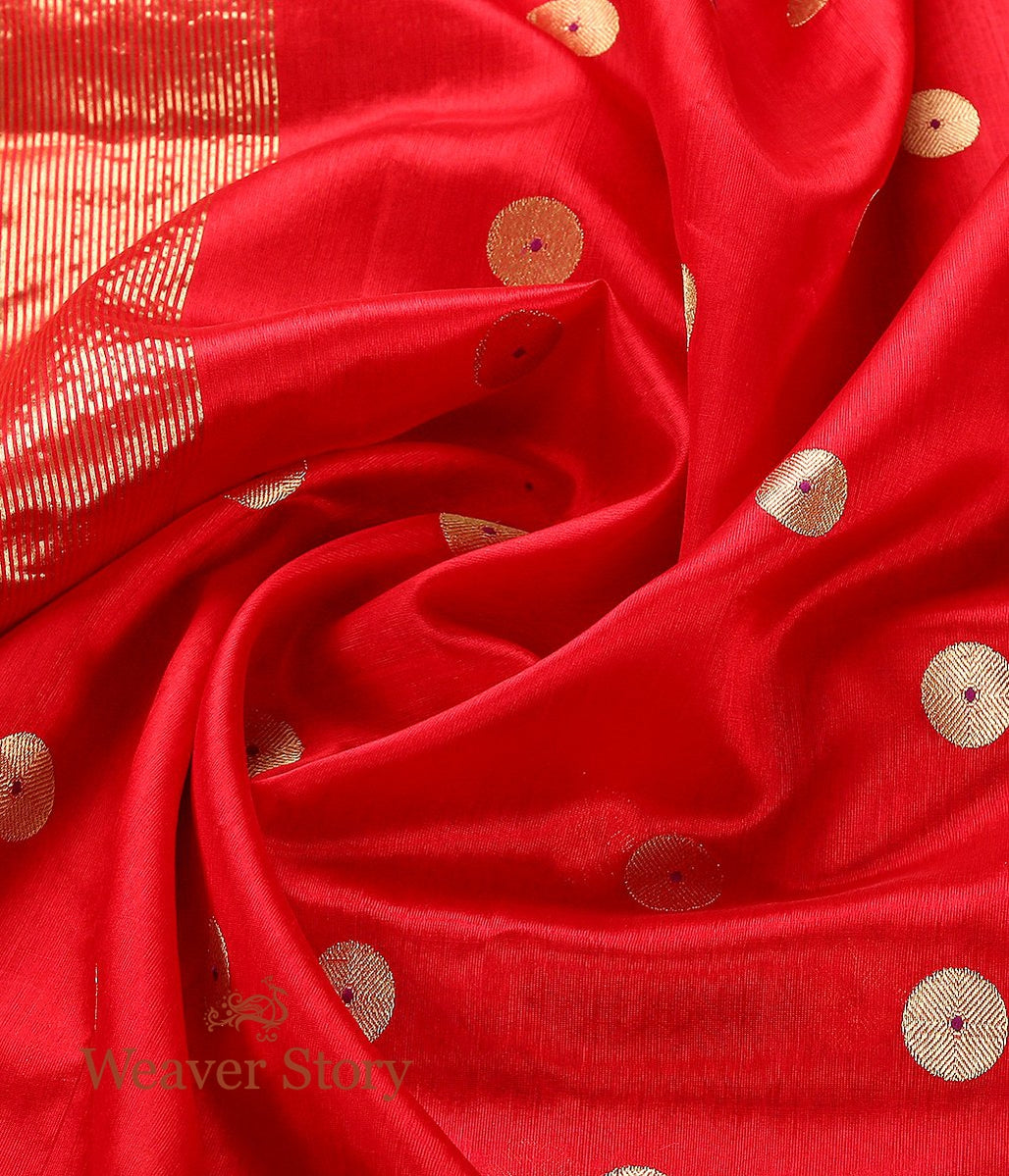 Handloom_Red_Chanderi_Silk_Dupatta_,with_Asharfi_Boota_WeaverStory_05