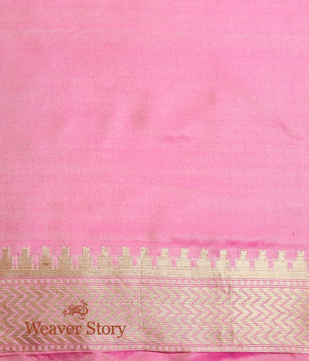 Handwoven_Copper_Zari_Base_Banarasi_Saree_with_Pink_Flowers_WeaverStory_05