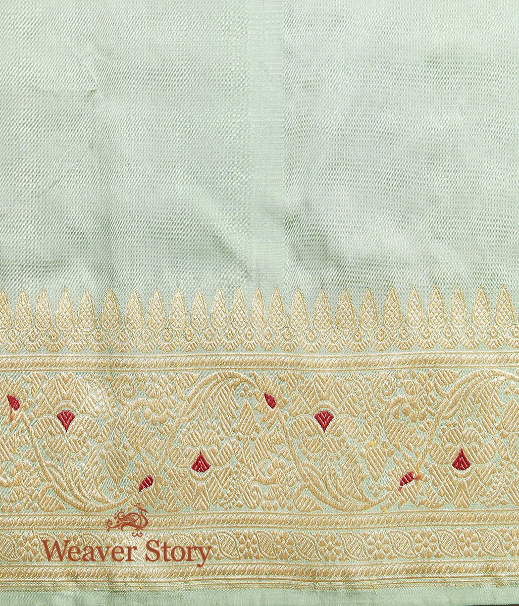 Handloom_Pista_Green_Jangla_Saree_with_Meenakari_WeaverStory_05