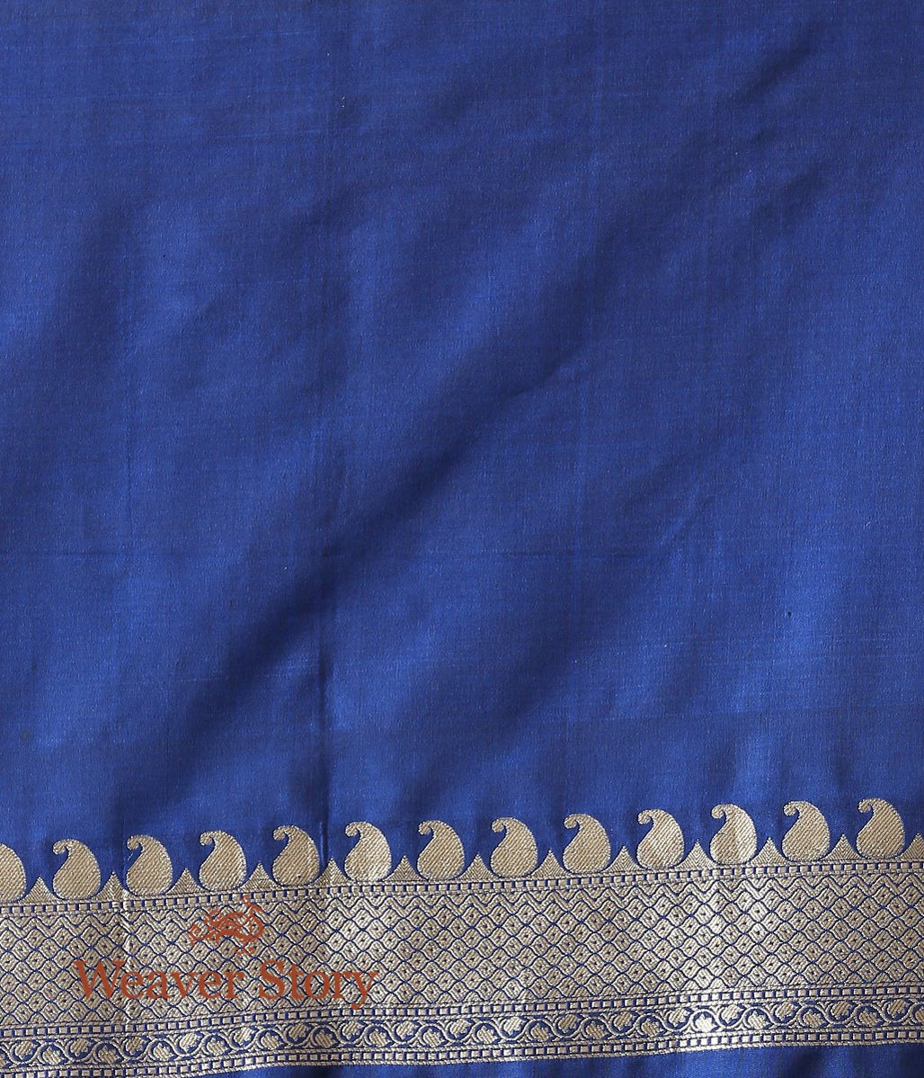 Handwoven_Blue_Katan_Silk_Saree_with_Cutwork_Jaal_WeaverStory_05