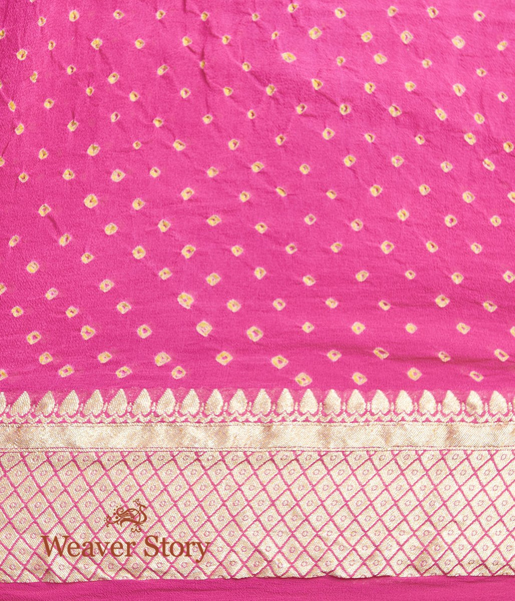 Handwoven_Pink_Banarasi_Bandhej_Saree_WeaverStory_05
